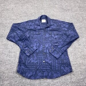Ariat Western Shirt Mens Small Blue Paisley Retro Fit Snap Front Long Sleeve